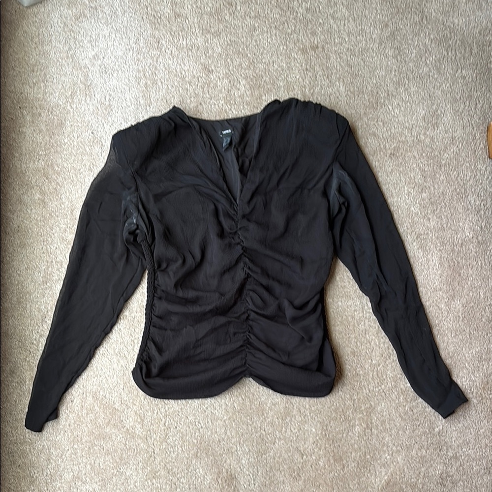 Elegant Black Long Sleeve Women's Top